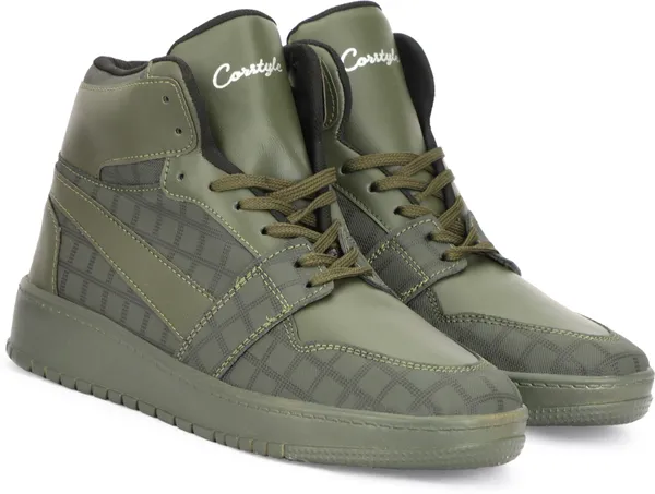 Green_Synthetic_Leather_Airmix_Round_Tip_Casual_Shoes_For_Men