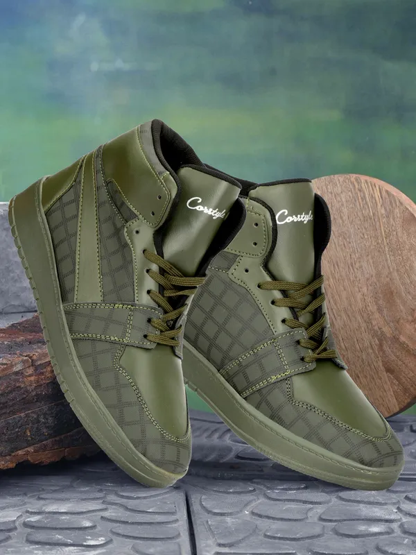 Green_Synthetic_Leather_Airmix_Round_Tip_Casual_Shoes_For_Men