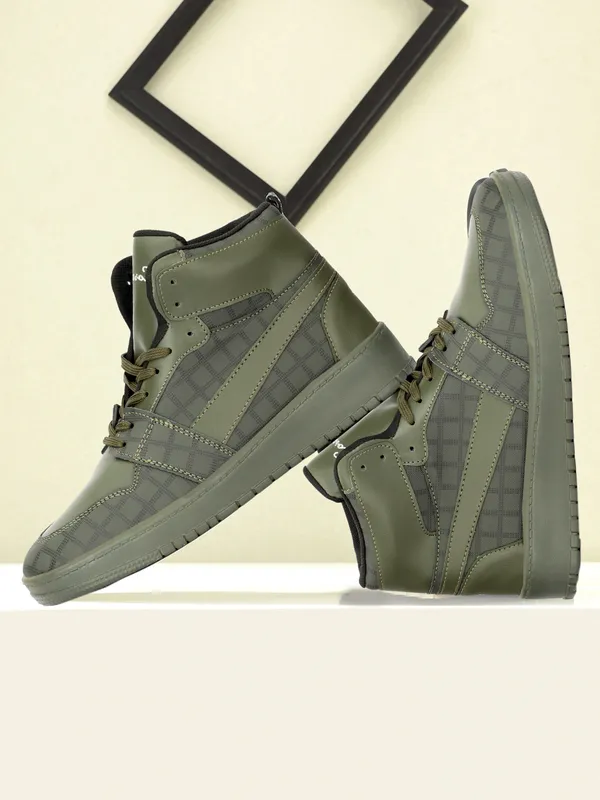 Green_Synthetic_Leather_Airmix_Round_Tip_Casual_Shoes_For_Men