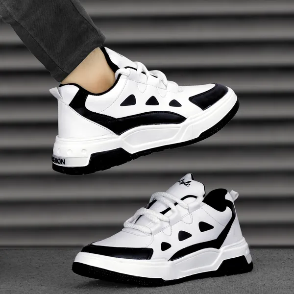 Black_Synthetic_Leather_Airmix_Round_Tip_Sports_Shoes_For_Men