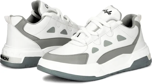 Grey_Synthetic_Leather_Airmix_Round_Tip_Sports_Shoes_For_Men