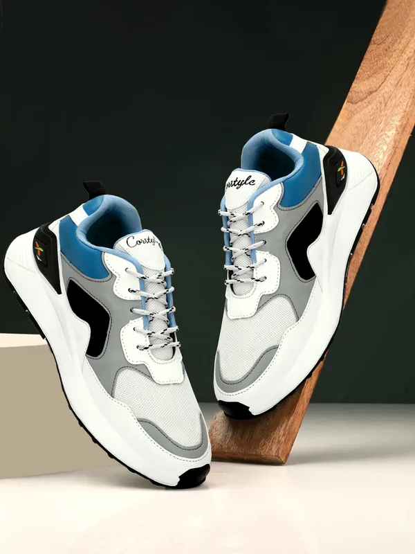 White_Mesh_Airmix_Round_Tip_Casual_Shoes_For_Men