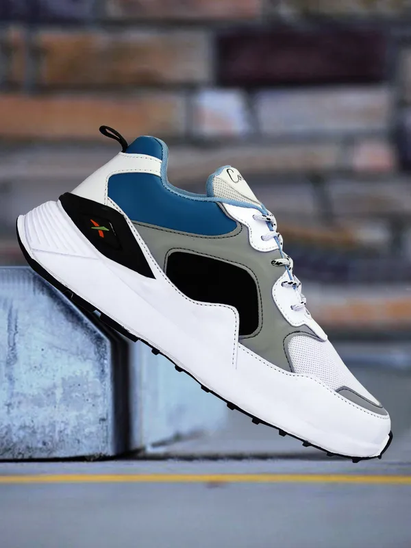 White_Mesh_Airmix_Round_Tip_Casual_Shoes_For_Men