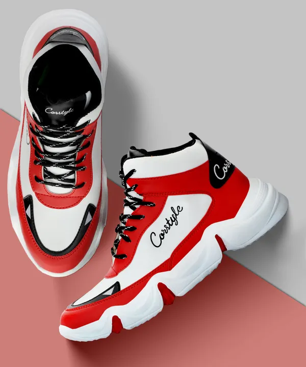 Red_Synthetic_Leather_Airmix__Tip_Casual_Shoes_For_Men