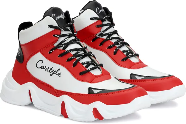 Red_Synthetic_Leather_Airmix__Tip_Casual_Shoes_For_Men