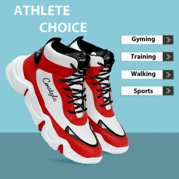Red_Synthetic_Leather_Airmix__Tip_Casual_Shoes_For_Men