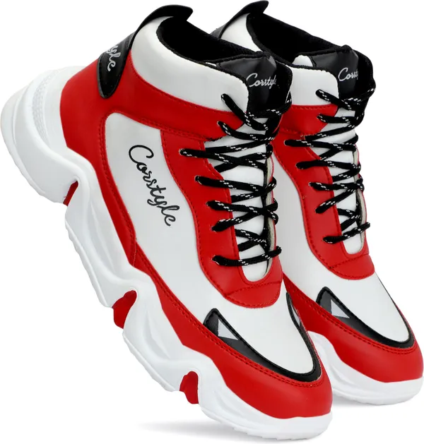 Red_Synthetic_Leather_Airmix__Tip_Casual_Shoes_For_Men