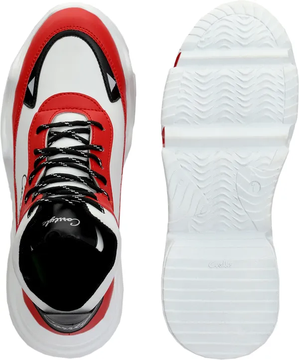 Red_Synthetic_Leather_Airmix__Tip_Casual_Shoes_For_Men