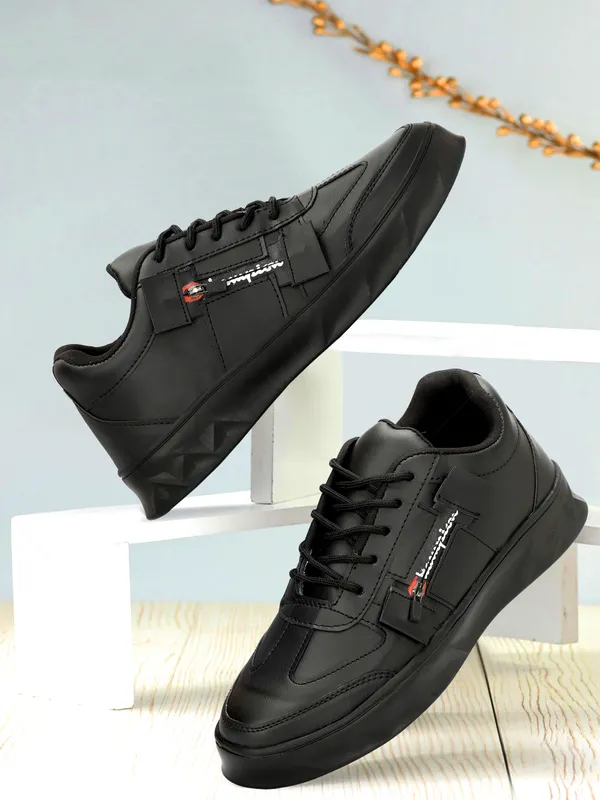 Black_Synthetic_Leather_Airmix_Round_Tip_Casual_Shoes_For_Men