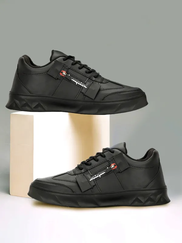Black_Synthetic_Leather_Airmix_Round_Tip_Casual_Shoes_For_Men