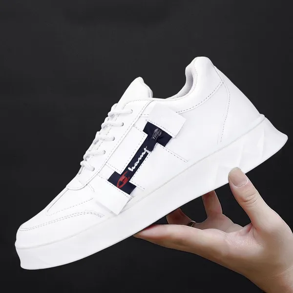 White_Synthetic_Leather_Airmix_Round_Tip_Casual_Shoes_For_Men