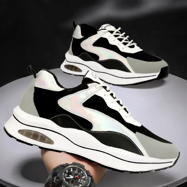 Black_Mesh_Airmix_Round_Tip_Casual_Shoes_For_Men