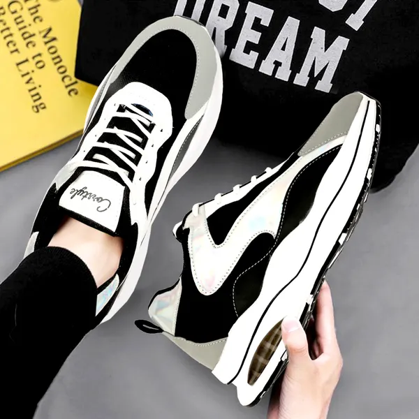 Black_Mesh_Airmix_Round_Tip_Casual_Shoes_For_Men