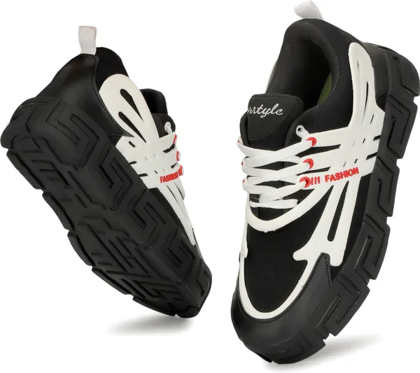 Black_Mesh_Airmix_Round_Tip_Casual_Shoes_For_Men