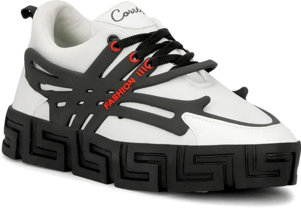 White_Mesh_Airmix_Round_Tip_Casual_Shoes_For_Men