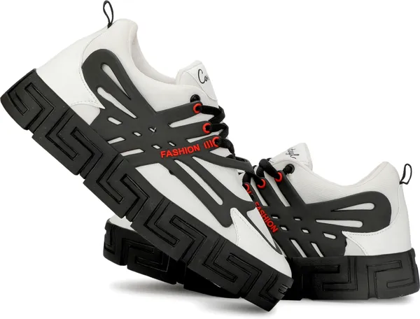 White_Mesh_Airmix_Round_Tip_Casual_Shoes_For_Men