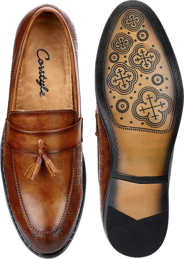 Tan_Synthetic_Leather_Airmix_Round_Tip_Casual_Shoes_For_Men