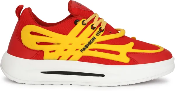 Red_Synthetic_Leather_Airmix_Round_Tip_Casual_Shoes_For_Men