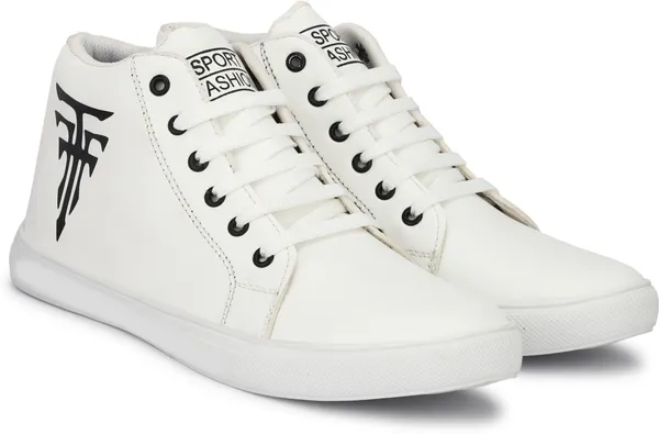 White_Synthetic_Leather_Airmix_Round_Tip_Casual_Shoes_For_Men