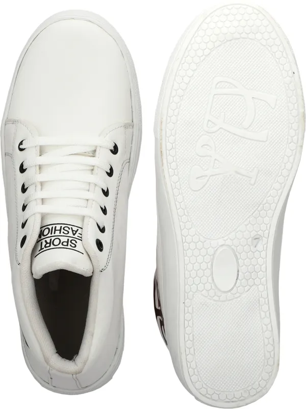 White_Synthetic_Leather_Airmix_Round_Tip_Casual_Shoes_For_Men
