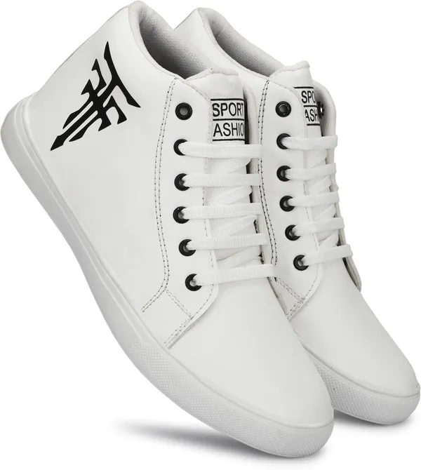 White_Synthetic_Leather_Airmix_Round_Tip_Casual_Shoes_For_Men