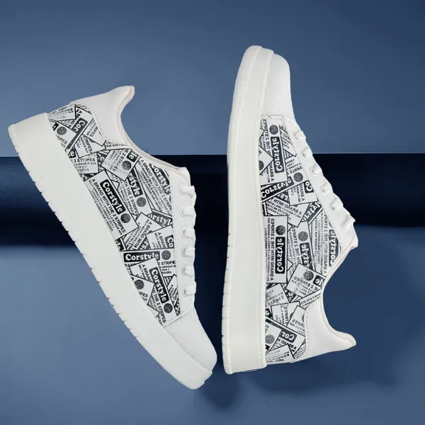 White_Synthetic_Leather_Airmix_Round_Tip_Casual_Shoes_For_Men