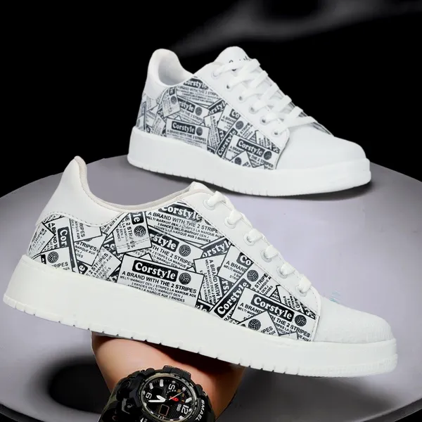 White_Synthetic_Leather_Airmix_Round_Tip_Casual_Shoes_For_Men