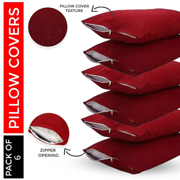Mattress_Protector_Cotton_Pillows_Cover_(Pack_of_6,_46_cm*72_cm,_Maroon)