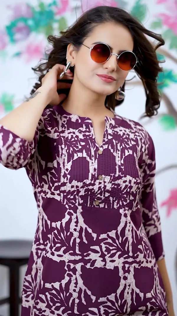 Purple_Cotton_Blend_Printed_Round_Neck_Short_Kurti_|_For_Women