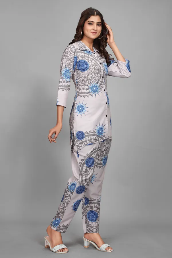 White_&_Blue_Geometrical_Printed_Rayon_Kurta_and_Pant_Co-ord_Set_|_For_Women