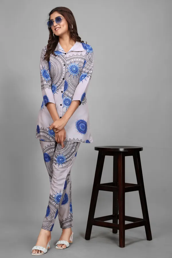 White_&_Blue_Geometrical_Printed_Rayon_Kurta_and_Pant_Co-ord_Set_|_For_Women