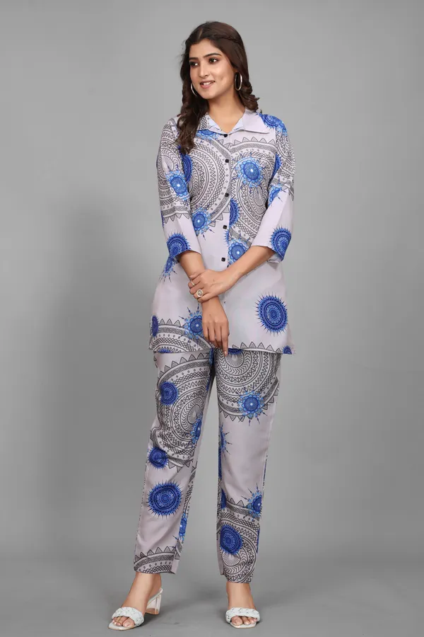 White_&_Blue_Geometrical_Printed_Rayon_Kurta_and_Pant_Co-ord_Set_|_For_Women