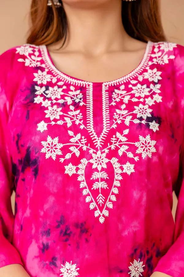 Pink_Rayon_Embroidered_Short_Kurti_|_For_Women
