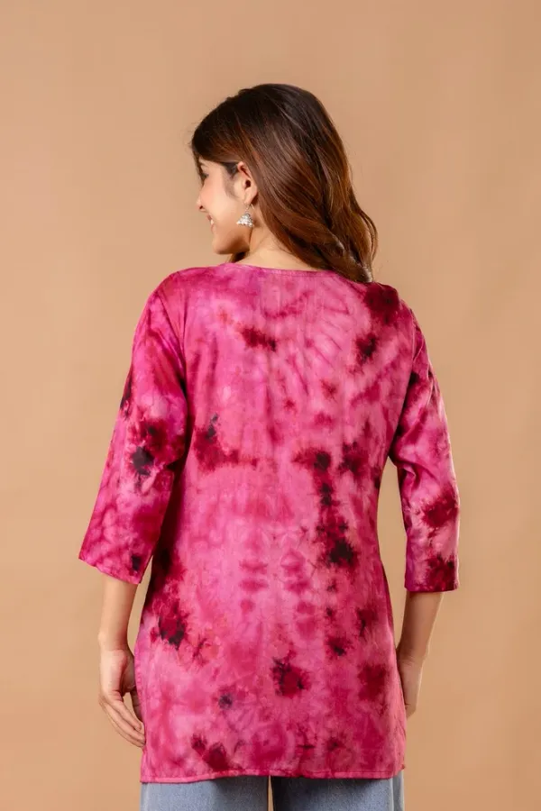 Pink_Rayon_Embroidered_Short_Kurti_|_For_Women