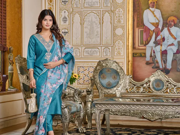 Teal_Blue_Viscose_Rayon_Embroidered_Kurta_With_Pant_&_Dupatta_Set_|_For_Women