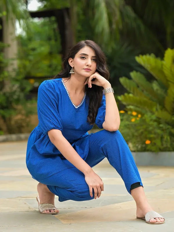Blue_Cotton_Self-Woven_Top_and_Pant_Co-ord_Set_|_For_Women