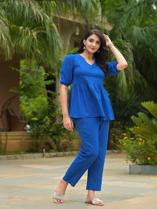 Blue_Cotton_Self-Woven_Top_and_Pant_Co-ord_Set_|_For_Women