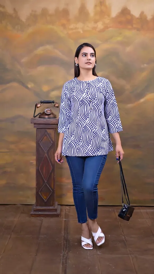 Blue_Printed_Round_Neck_Rayon_Short_Kurti_|_For_Women