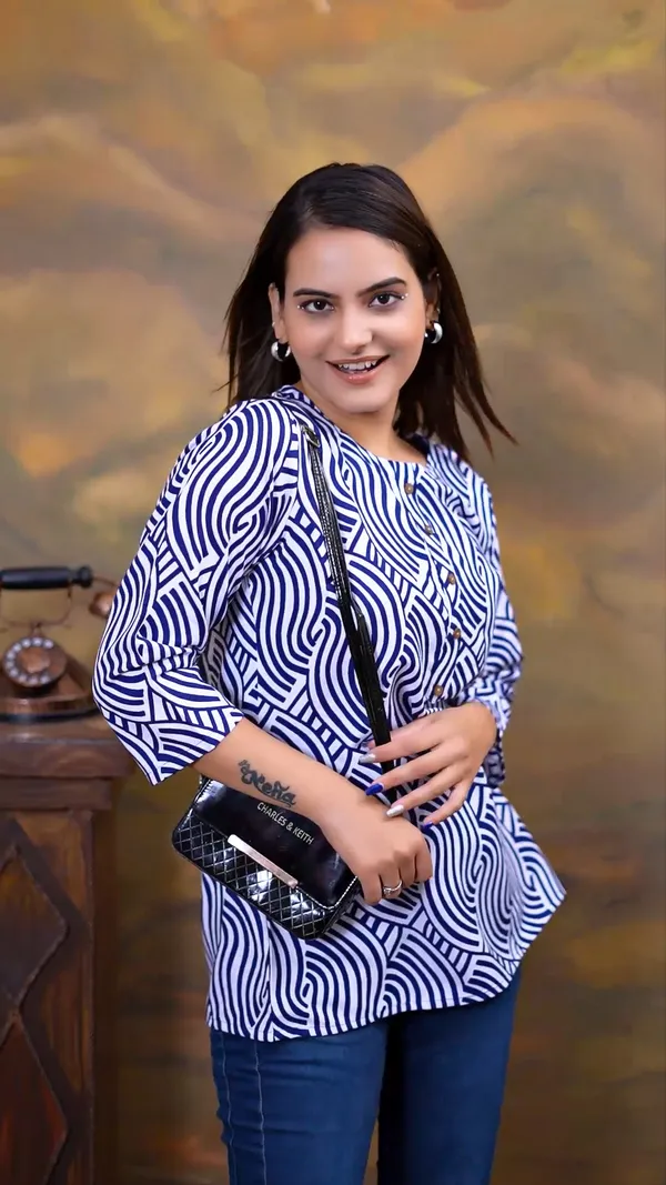 Blue_Printed_Round_Neck_Rayon_Short_Kurti_|_For_Women