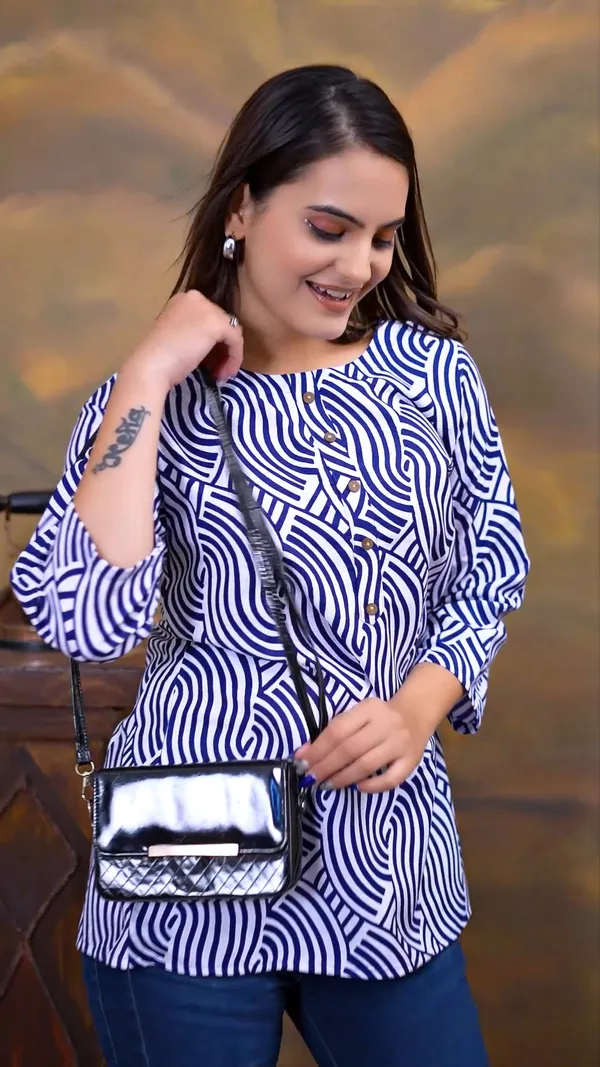 Blue_Printed_Round_Neck_Rayon_Short_Kurti_|_For_Women