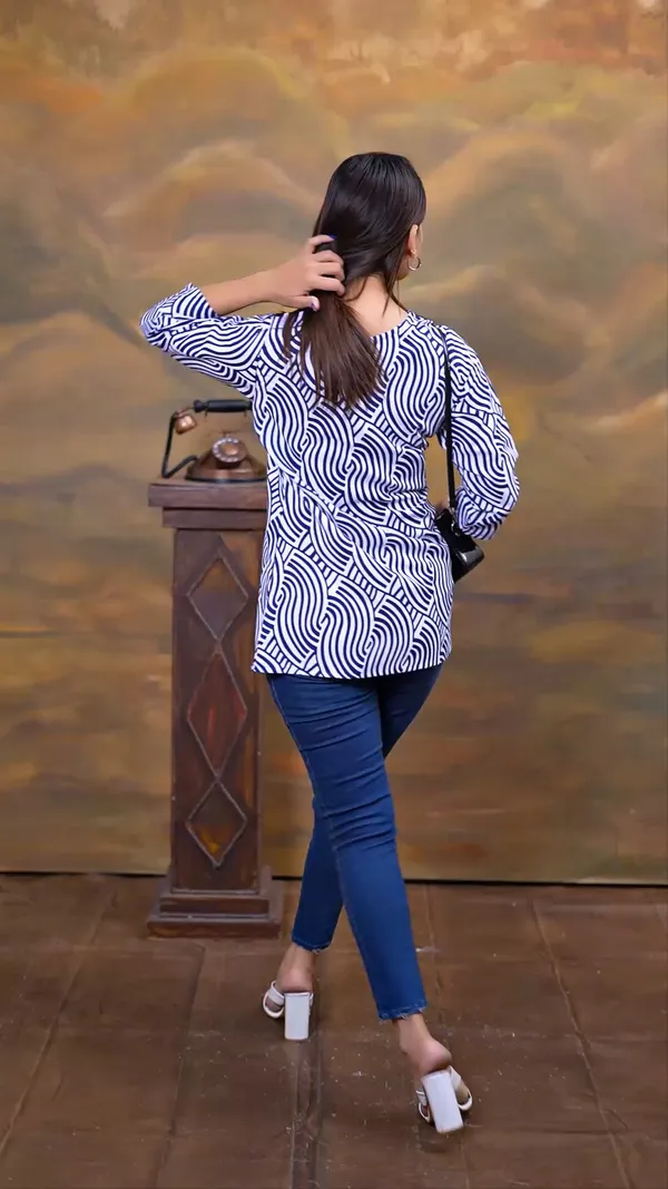 Blue_Printed_Round_Neck_Rayon_Short_Kurti_|_For_Women