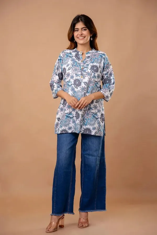 Grey_Digital_Printed_Cotton_Short_Kurti_|_For_Women