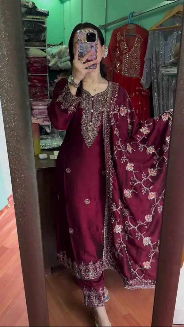 Maroon_Designer_Party_Wear_Look_Fancy_Top-Dupatta_And_Fully_Stitched_Sharara_For_Women