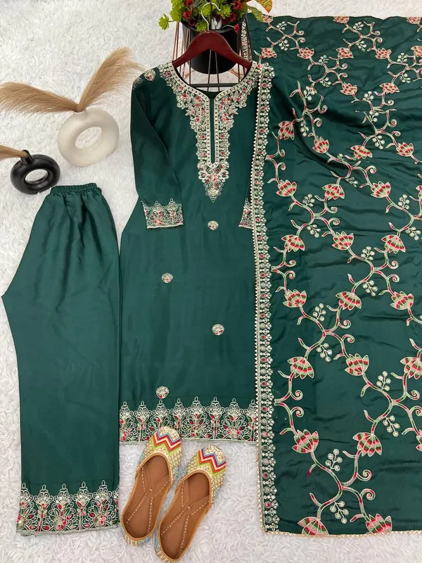 Green_Designer_Party_Wear_Look_Fancy_Top-Dupatta_And_Fully_Stitched_Sharara_For_Women