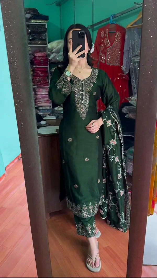 Green_Designer_Party_Wear_Look_Fancy_Top-Dupatta_And_Fully_Stitched_Sharara_For_Women