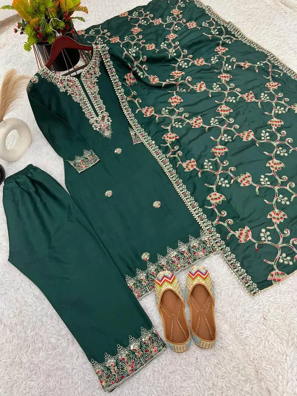 Green_Designer_Party_Wear_Look_Fancy_Top-Dupatta_And_Fully_Stitched_Sharara_For_Women