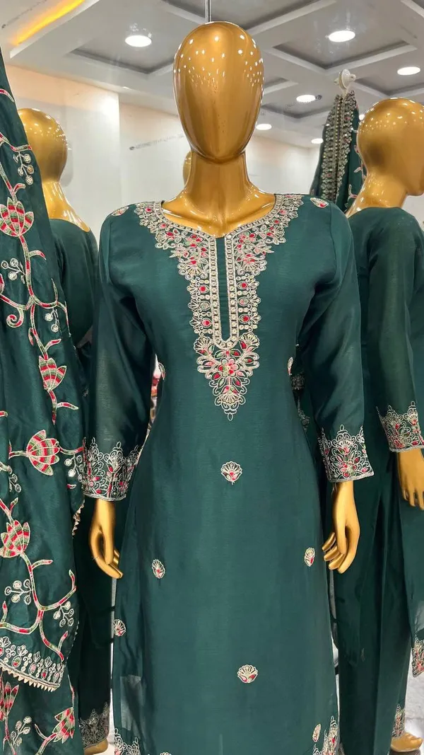 Green_Designer_Party_Wear_Look_Fancy_Top-Dupatta_And_Fully_Stitched_Sharara_For_Women