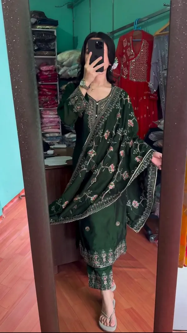 Green_Designer_Party_Wear_Look_Fancy_Top-Dupatta_And_Fully_Stitched_Sharara_For_Women