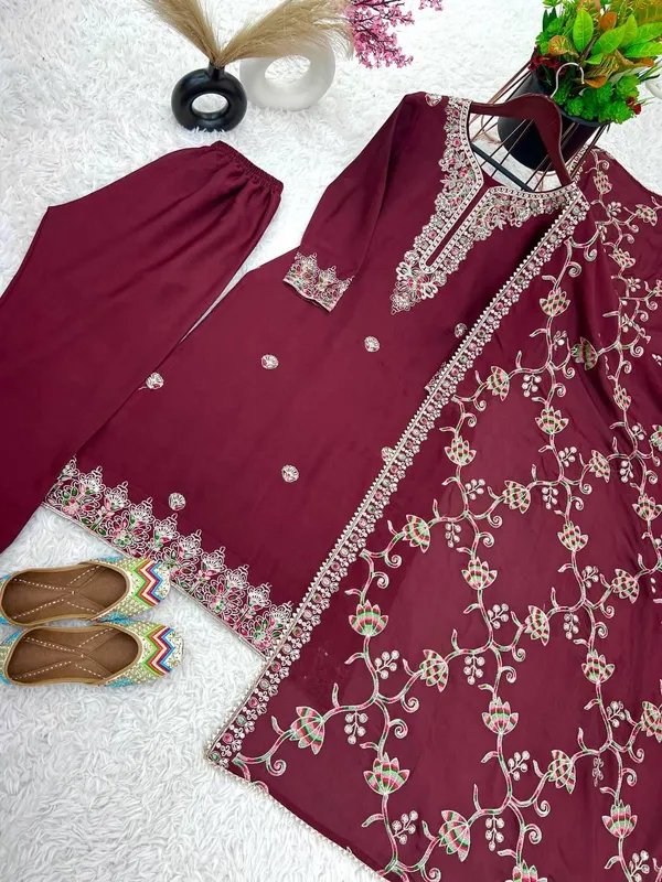 Maroon_Designer_Party_Wear_Look_Fancy_Top-Dupatta_And_Fully_Stitched_Sharara_For_Women