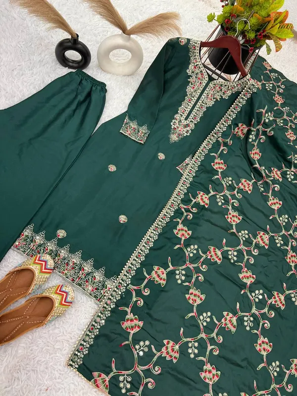 Green_Designer_Party_Wear_Look_Fancy_Top-Dupatta_And_Fully_Stitched_Sharara_For_Women